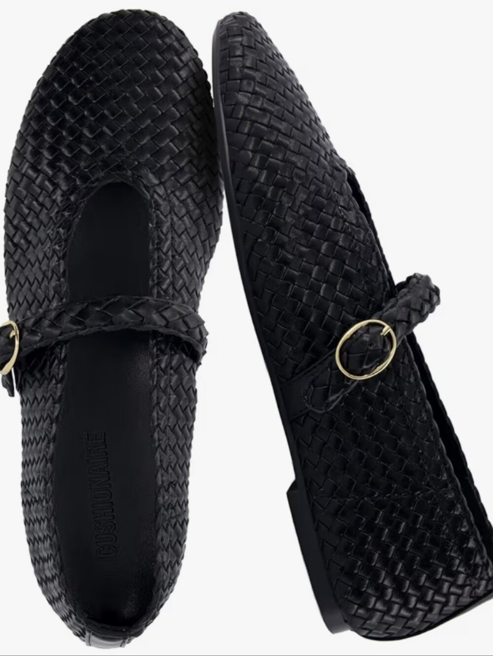 CUSHIONAIRE Black Woven Mary Jane Flats with Strap Size 8.5